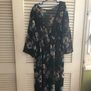 Floral sheer kimono duster